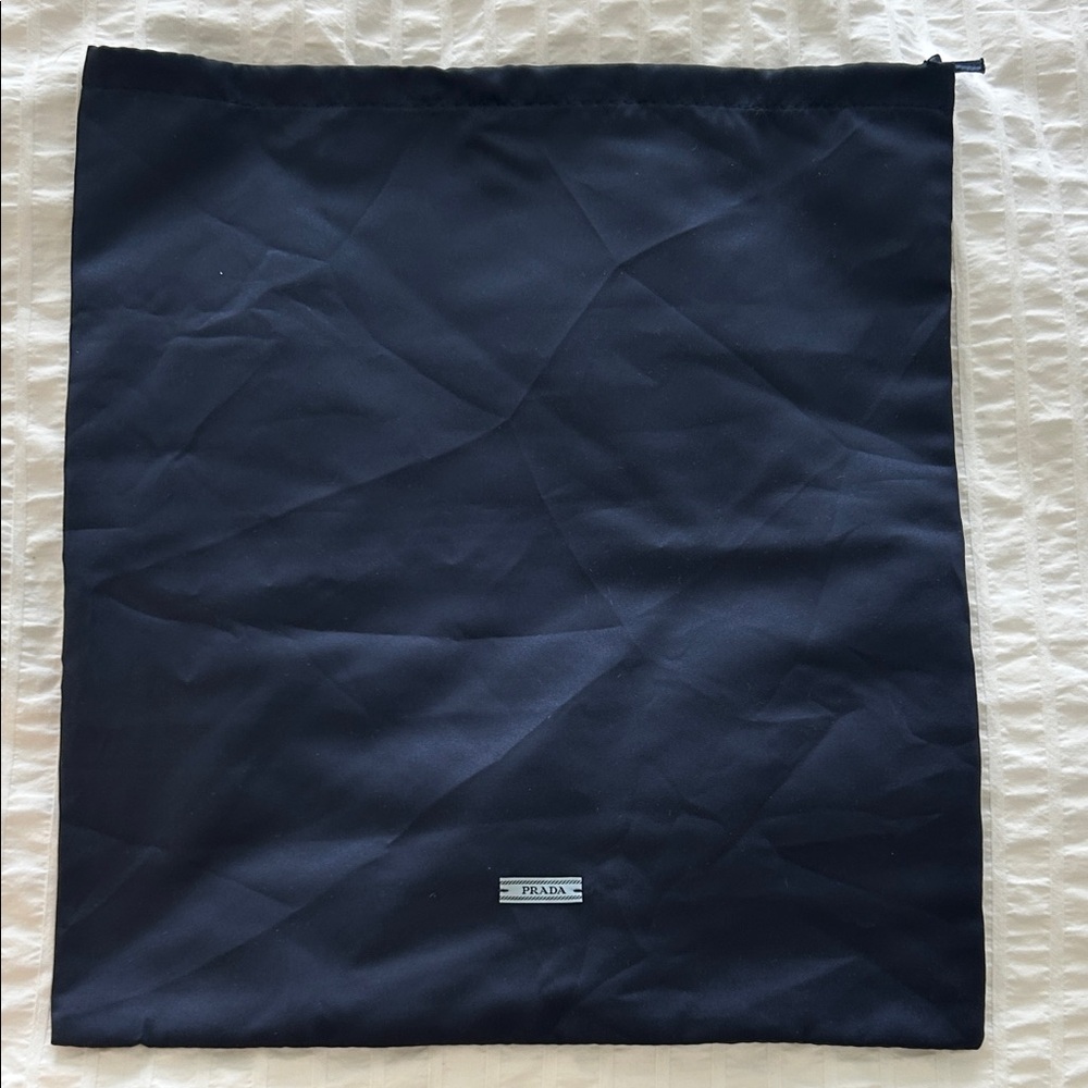 Prada Navy Drawstring Dust Bag with Logo Plaque